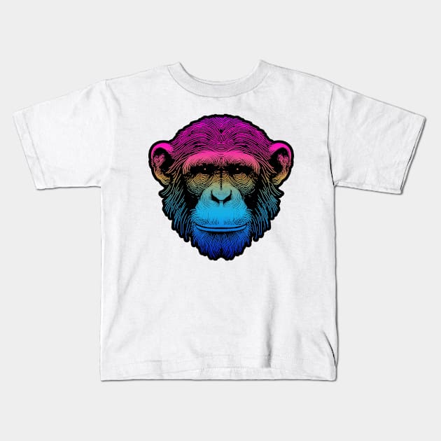 Chimp Out Sketch RGB Kids T-Shirt by Worldengine